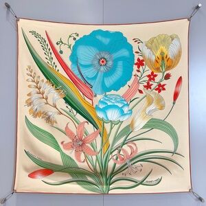Hermes Botanical Tapestry in Cream, Blue, Yellow, Green and Red